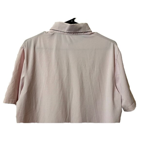 Greyson Men's Medium Short Sleeve 1/4 Button Pink White Golf Polo Shirt 🏌️ - Picture 5 of 10